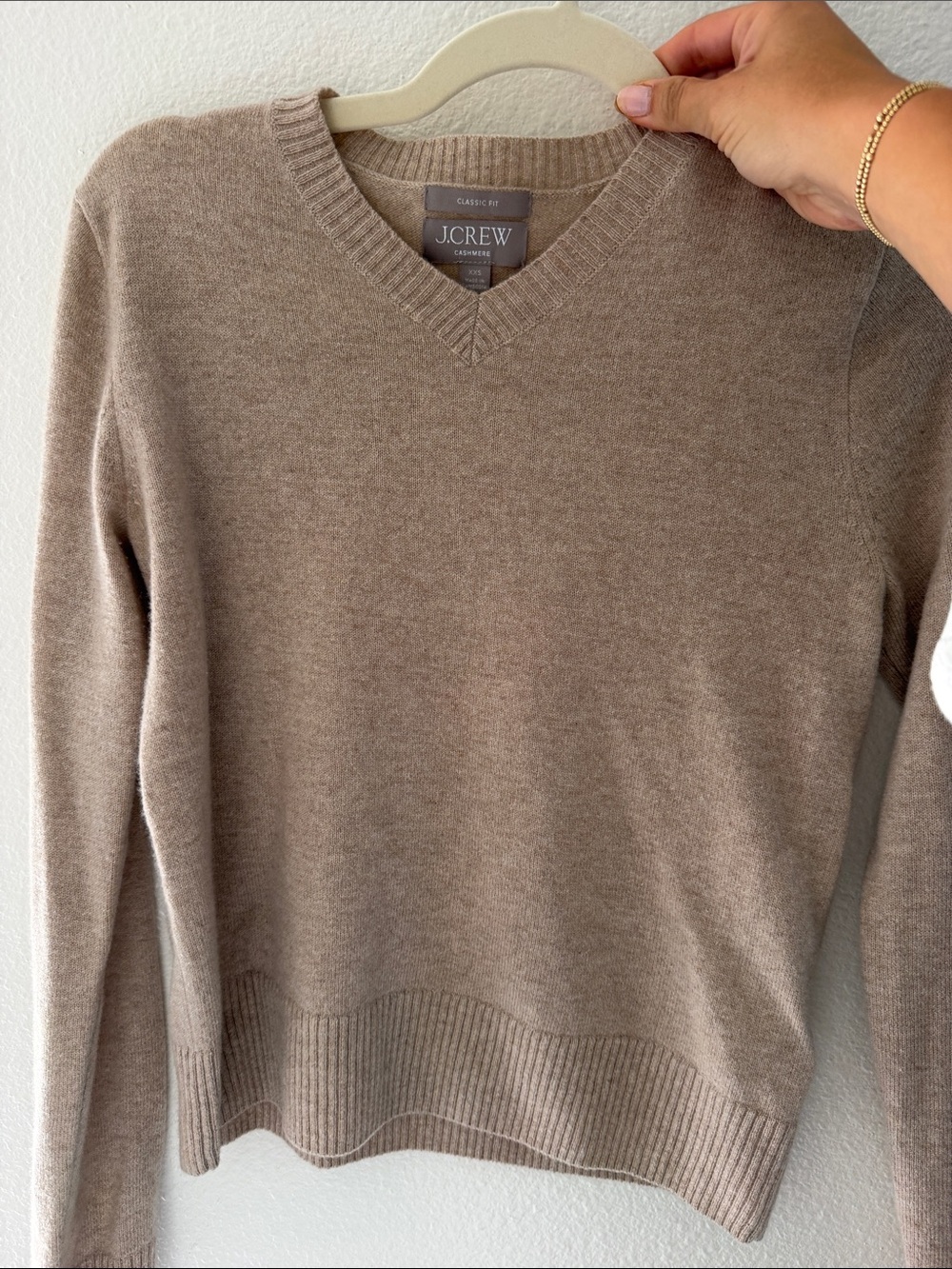 J. Crew women’s V-Neck Sweater in Taupe Brown